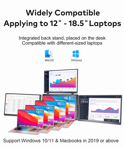 FOPO® S888Pro Portable Monitor – Triple Screen Laptop Extender