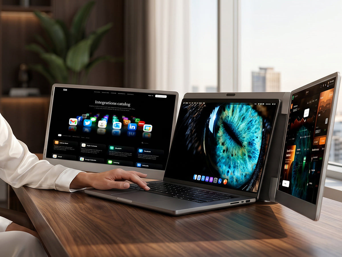 FOPO S10 Dual 15.6″ Laptop Screen Extender | 1080P IPS, Plug & Play