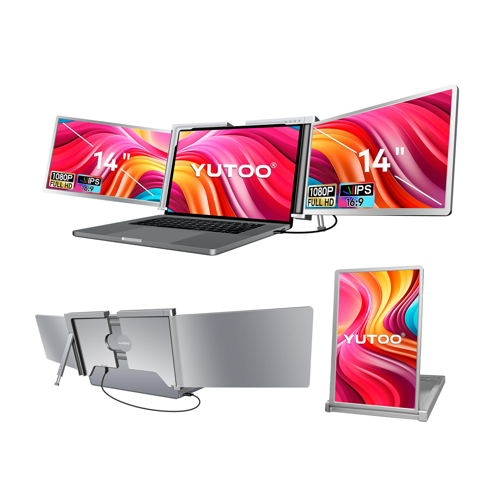 LAPTOPMO TRIPLE SCREEN 14インチ YUTOO 14 Inch Triple Monitor
