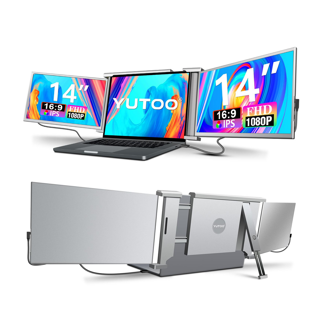 LAPTOPMO TRIPLE SCREEN 14インチ Triple Portable Monitor, ROADOM 14'' FHD 1080P HDR IPS