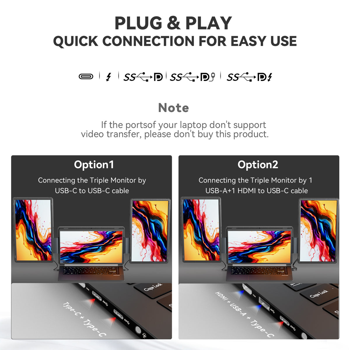 FOPO® S9G Dual 16" Laptop Screen Extender | Detachable 1200P IPS Monitors