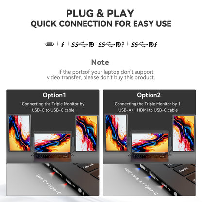 FOPO® S9G Dual 16" Laptop Screen Extender | Detachable 1200P IPS Monitors