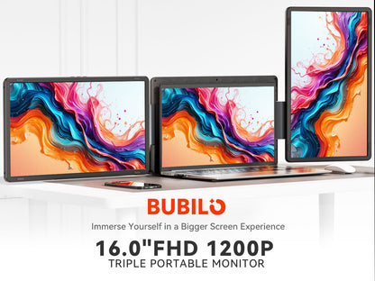 FOPO® S9G Dual 16" Laptop Screen Extender | Detachable 1200P IPS Monitors