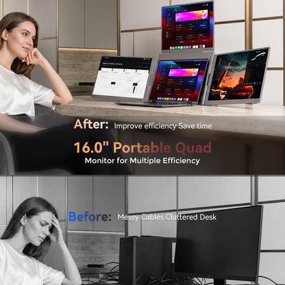 FOPO S780C 14" / S788C 16" Triple Laptop Screen Extender – 1920×1200 IPS Portable Monitor