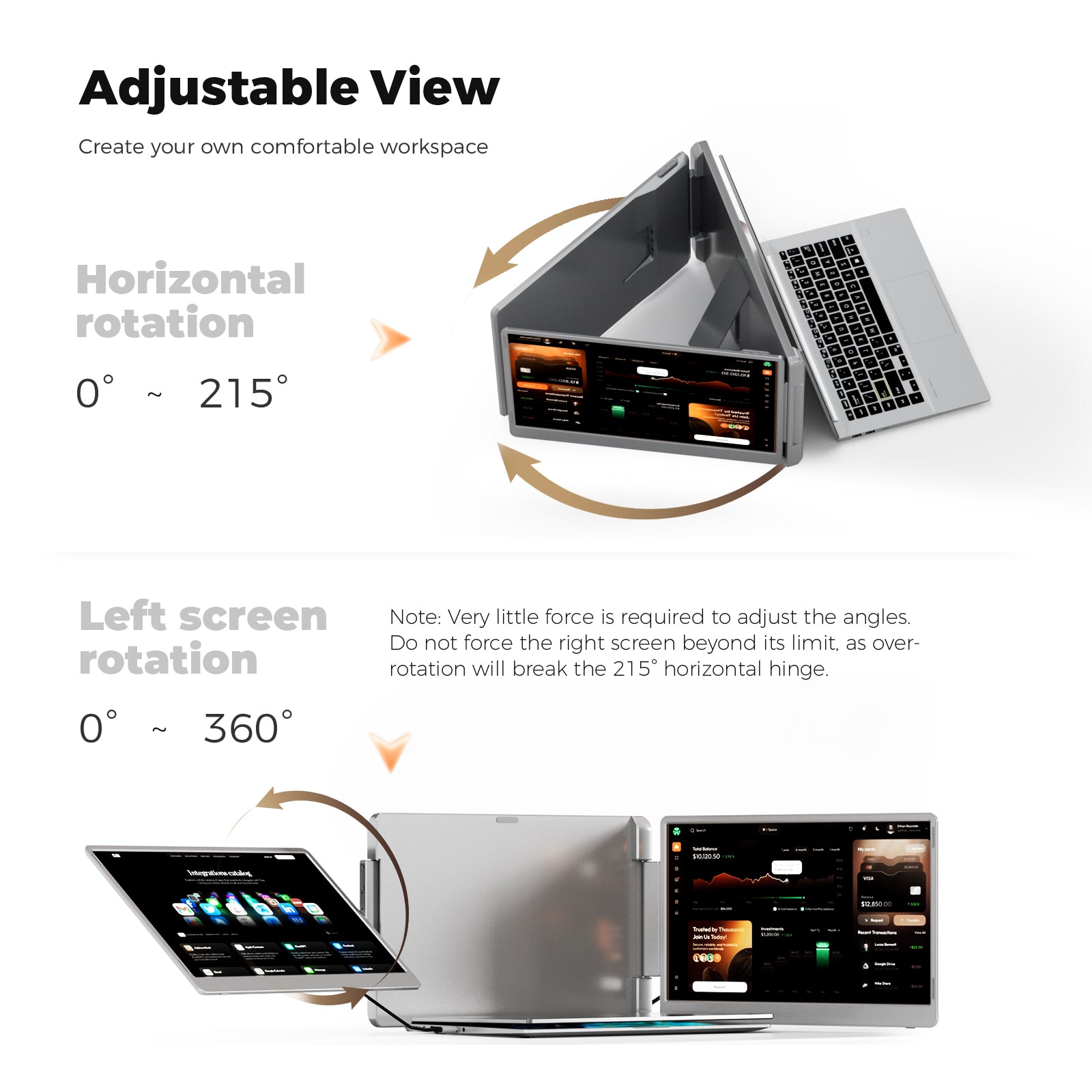 S10 display assembly with the left screen flipped upward