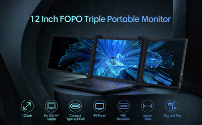 Triple Screen Laptop Monitor, 12'' Portable Brazil