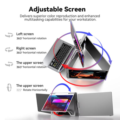 FOPO S788 16" Triple Laptop Screen Extender – 1920×1200 FHD IPS Portable Monitor