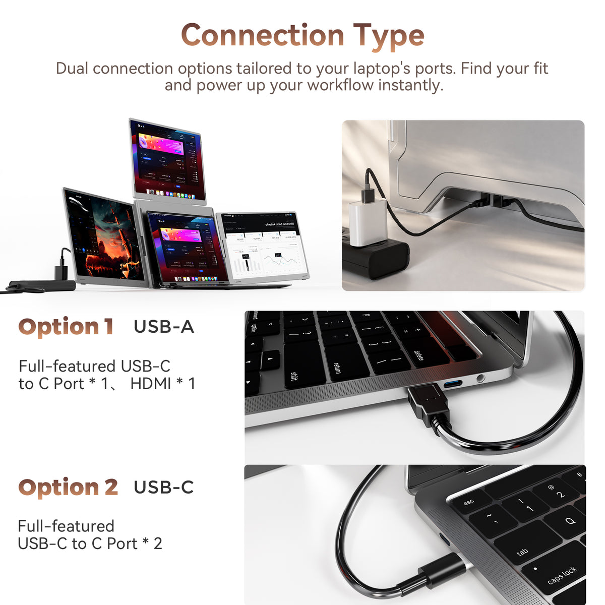 FOPO S780C 14" / S788C 16" Triple Laptop Screen Extender – 1920×1200 IPS Portable Monitor
