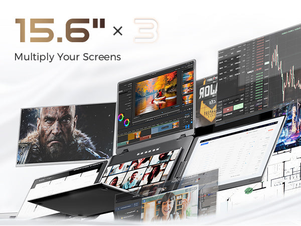 FOPO® Triple Laptop Screen Extender | Portable 3-Screen Monitor for Ultimate Productivity