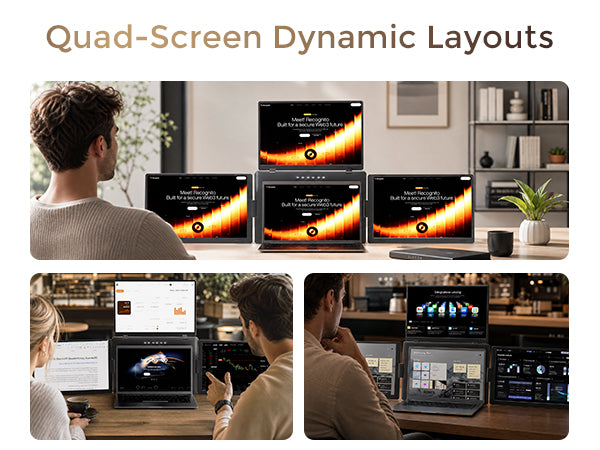FOPO® Triple Laptop Screen Extender | Portable 3-Screen Monitor for Ultimate Productivity