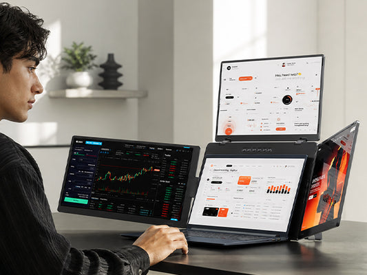 FOPO® Triple Laptop Screen Extender | Portable 3-Screen Monitor for Ultimate Productivity