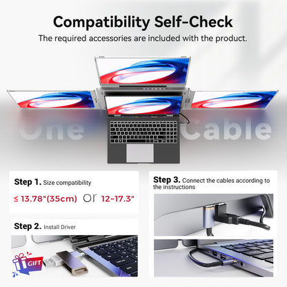 FOPO S788 16" Triple Laptop Screen Extender – 1920×1200 FHD IPS Portable Monitor