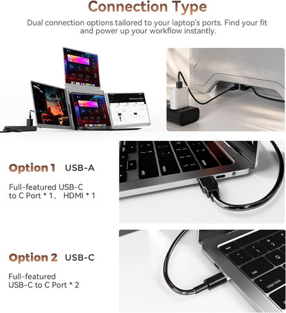 FOPO® S780 Pro 14" Quad Portable Monitor – 1920×1200 FHD IPS | 180° Flip | G-Sensor | Laptop Screen Extender
