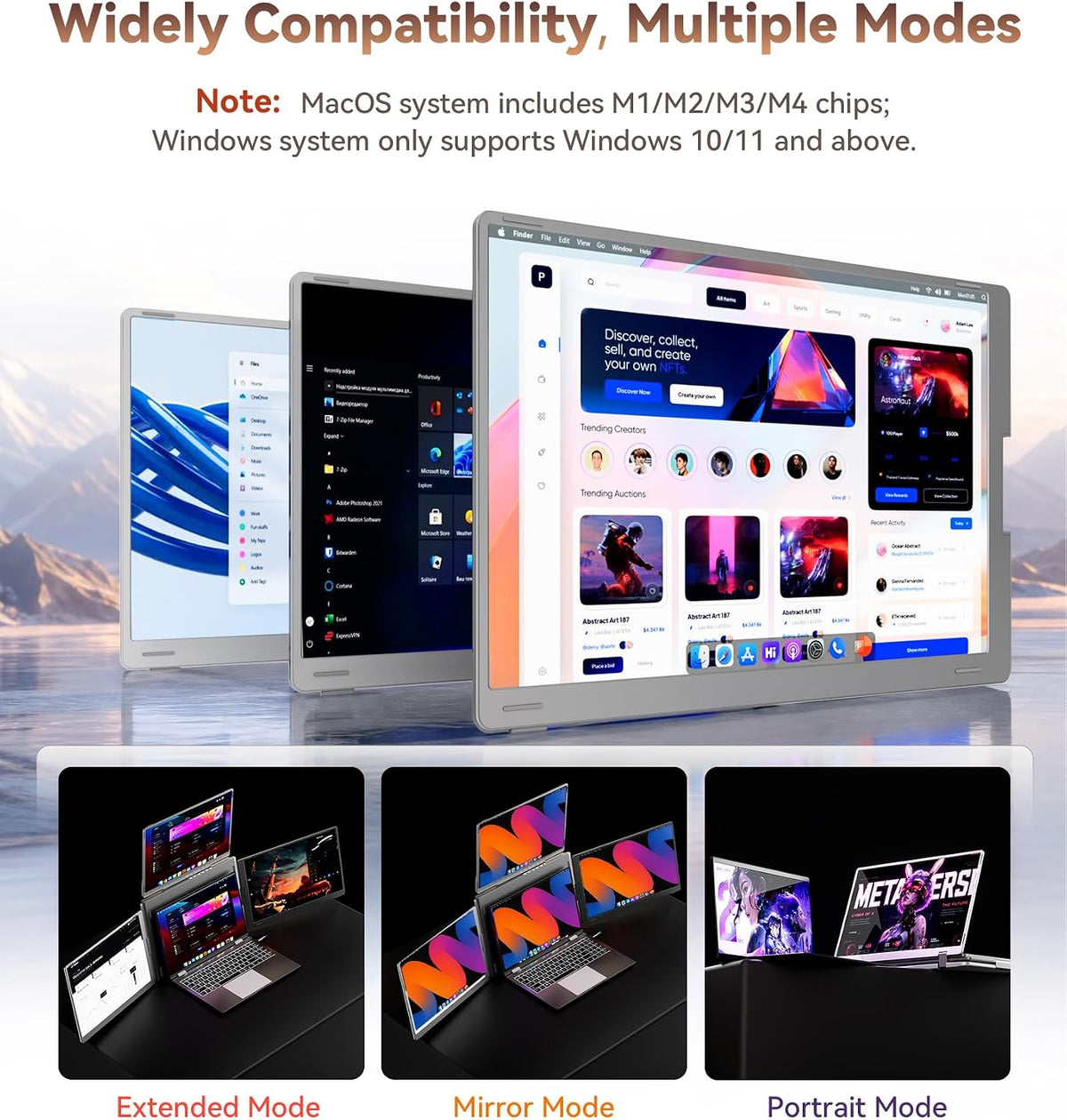 FOPO® S780 Pro 14" Quad Portable Monitor – 1920×1200 FHD IPS | 180° Flip | G-Sensor | Laptop Screen Extender