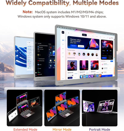 FOPO® S780 Pro 14" Quad Portable Monitor – 1920×1200 FHD IPS | 180° Flip | G-Sensor | Laptop Screen Extender