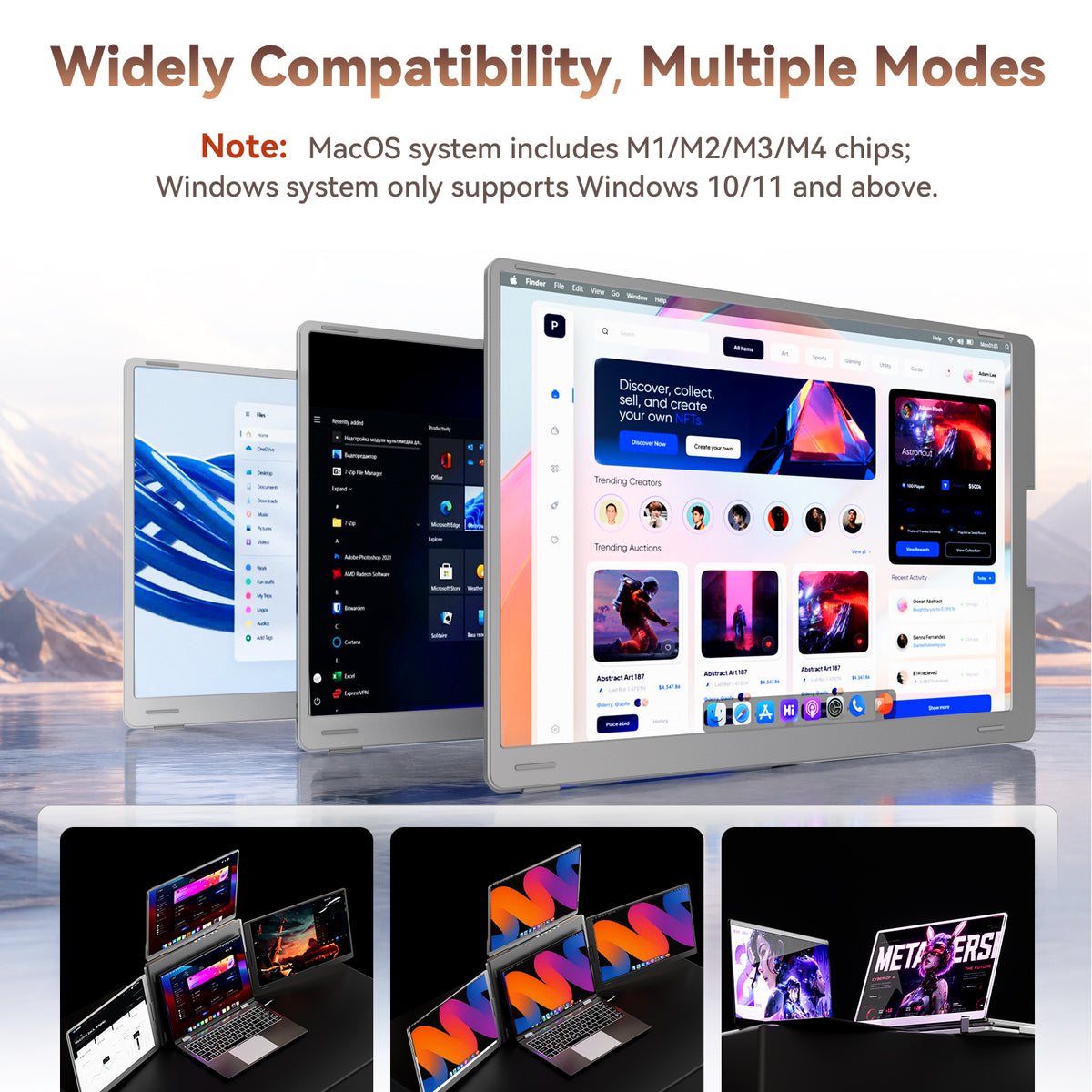 FOPO S780C 14" / S788C 16" Triple Laptop Screen Extender – 1920×1200 IPS Portable Monitor