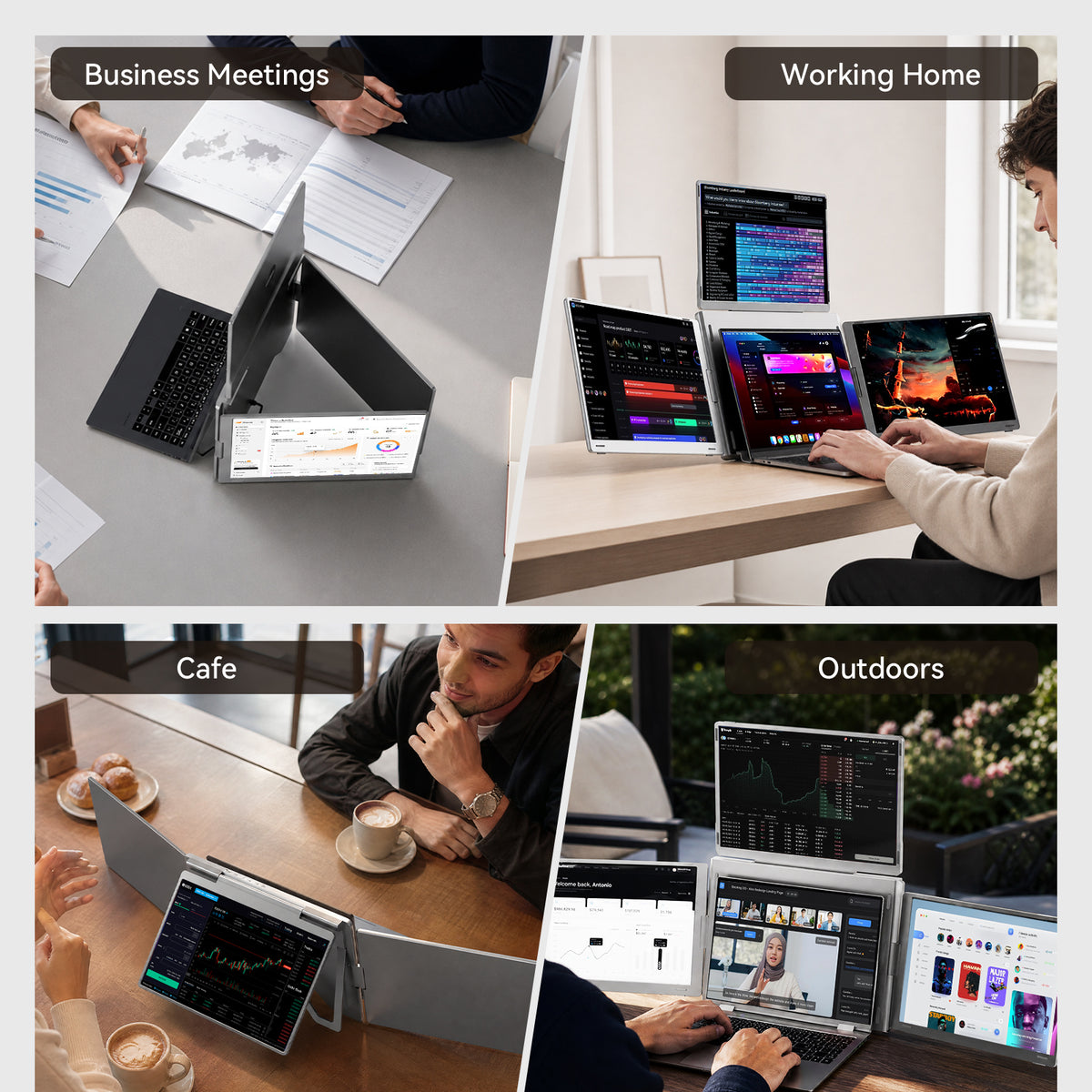 FOPO S780C 14" / S788C 16" Triple Laptop Screen Extender – 1920×1200 IPS Portable Monitor