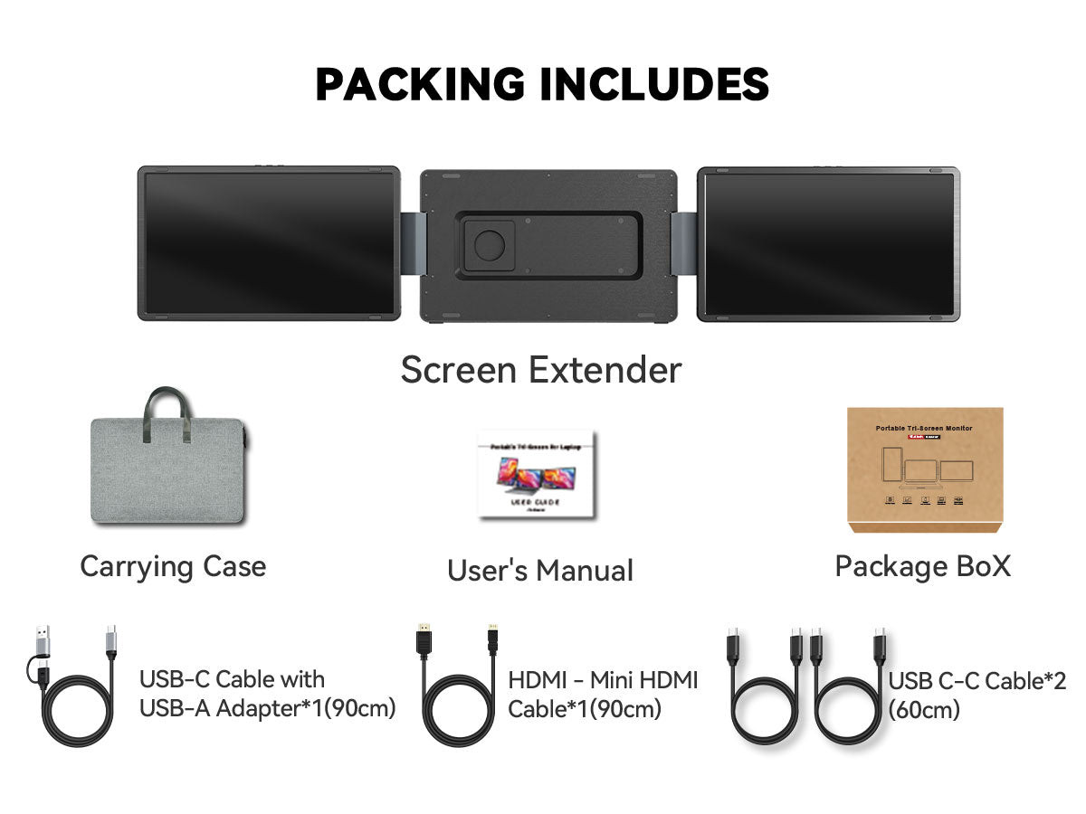 FOPO® S9G Dual 16" Laptop Screen Extender | Detachable 1200P IPS Monitors