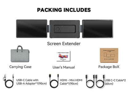 FOPO® S9G Dual 16" Laptop Screen Extender | Detachable 1200P IPS Monitors