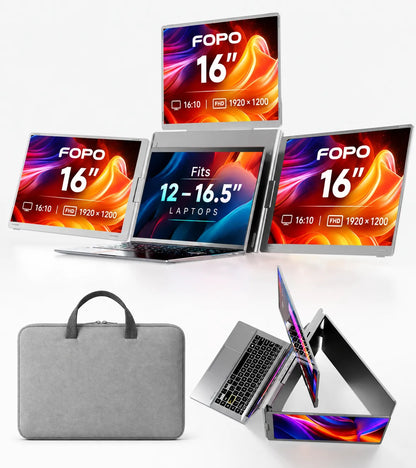FOPO S780C 14" / S788C 16" Triple Laptop Screen Extender – 1920×1200 IPS Portable Monitor