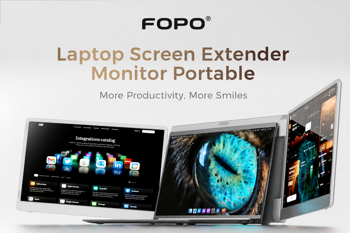 FOPO S10 Dual 15.6″ Laptop Screen Extender | 1080P IPS, Plug & Play