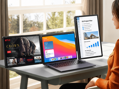 FOPO® S9G Dual 16" Laptop Screen Extender | Detachable 1200P IPS Monitors