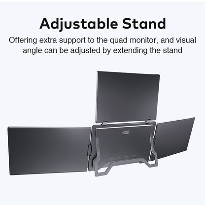 FOPO® S788 Pro – 16" Portable Quad Monitor for Laptop (3 Extra Screens, 1 Cable Setup)