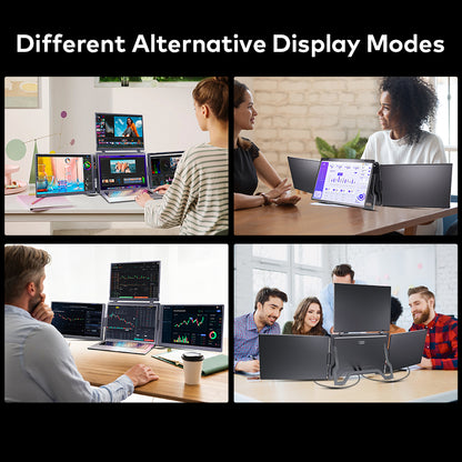 FOPO® S788 Pro – 16" Portable Quad Monitor for Laptop (3 Extra Screens, 1 Cable Setup)