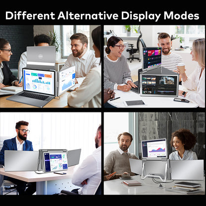 FOPO® S888 Three-Fold Portable Monitor – 1 Cable for 3 Displays | 15.6" 1080P IPS
