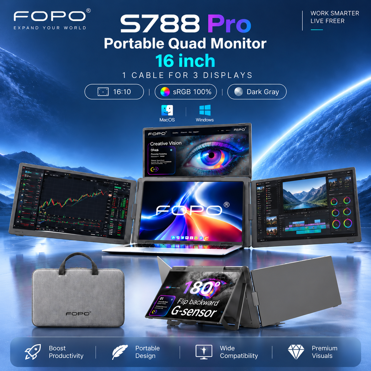 FOPO® Laptop Screen Extender Series | Portable Multi-Screen Workstations for Ultimate Productivity