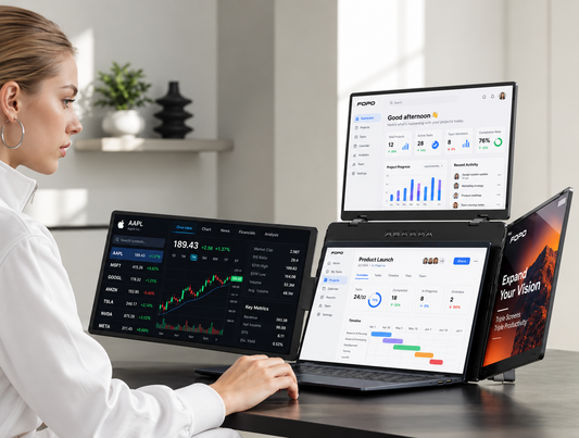 FOPO® Triple Laptop Screen Extender | Portable 3-Screen Monitor for Ultimate Productivity