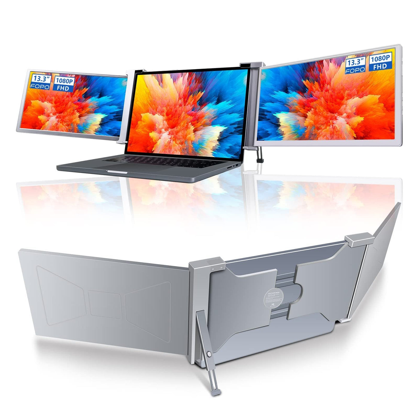 Portable Triple-screen Monitor Laptop Expansion Screen 1366*768 Resolution  Easy Installation for 11.6-14.6